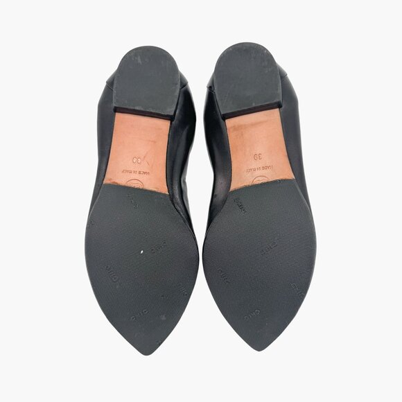 Chanel Cap Toe CC Ballet Flat Size 39 US 8-8.5 Black Pointed Toe Elastic Leather - Picture 13 of 15